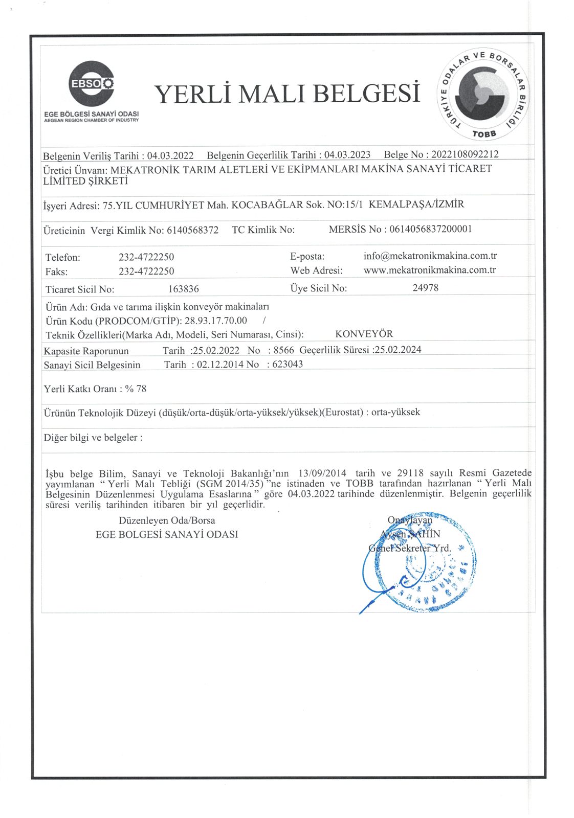 Konveyör belgesinin taraması